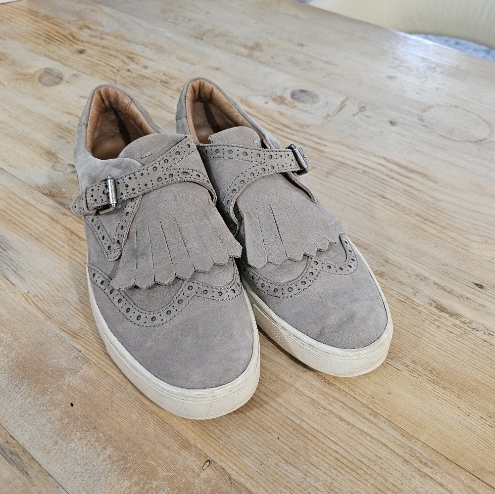 Frye Gemma Gray Kiltie Buckle Slip on Platform Sneaker Wingtip - Picture 5 of 10